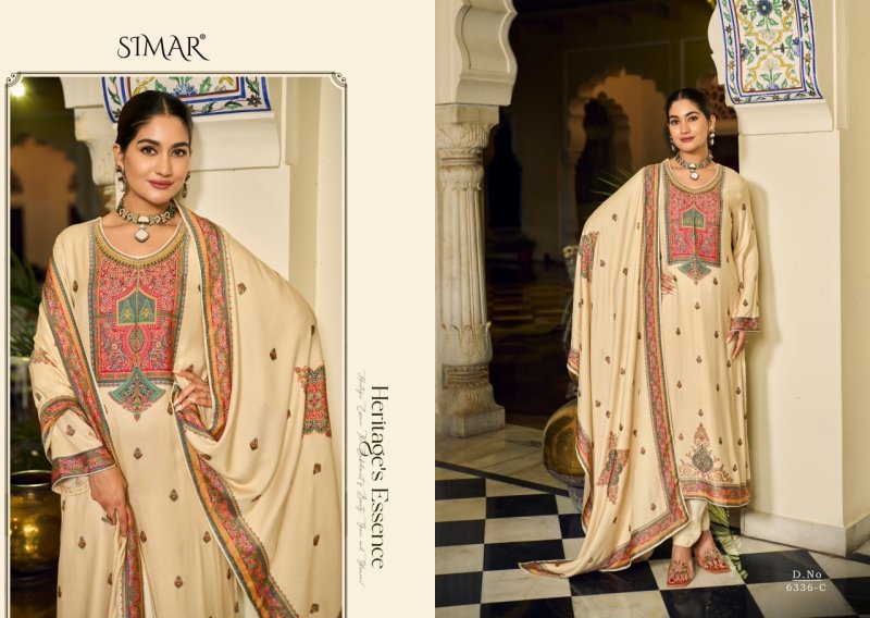 Golden Grace By Glossy Simar Viscose Pashmina Dress Materials 